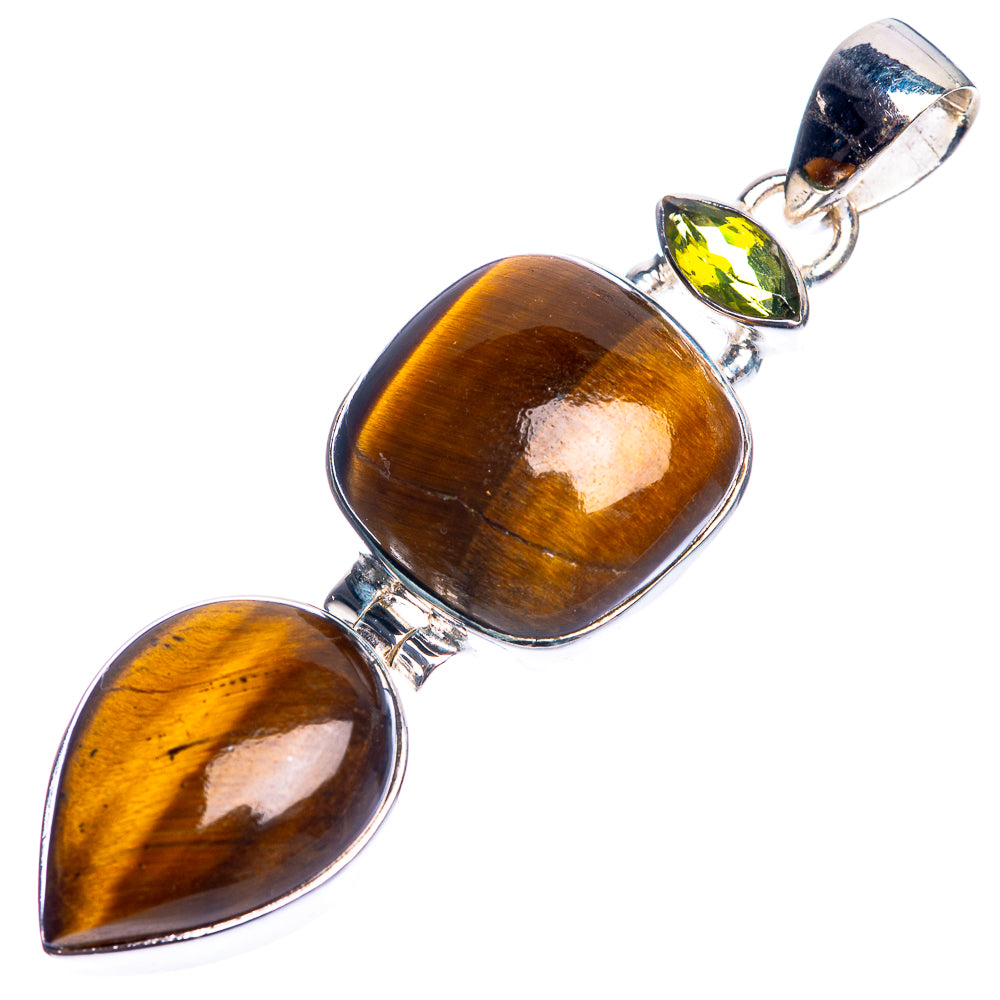 Tiger Eye, Peridot 925 Sterling Silver Pendant 2 1/8"