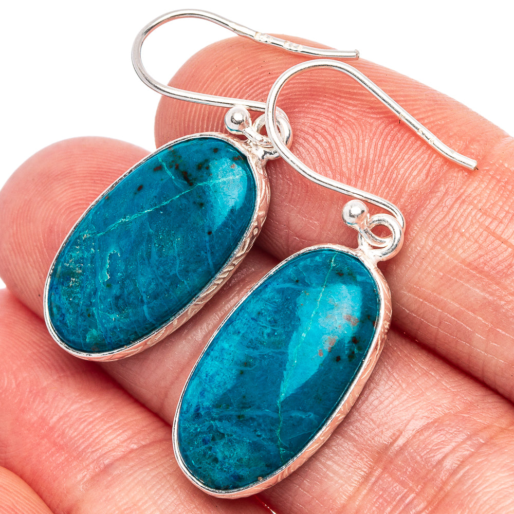 Shattuckite Earrings 1 3/8" (925 Sterling Silver) E1739