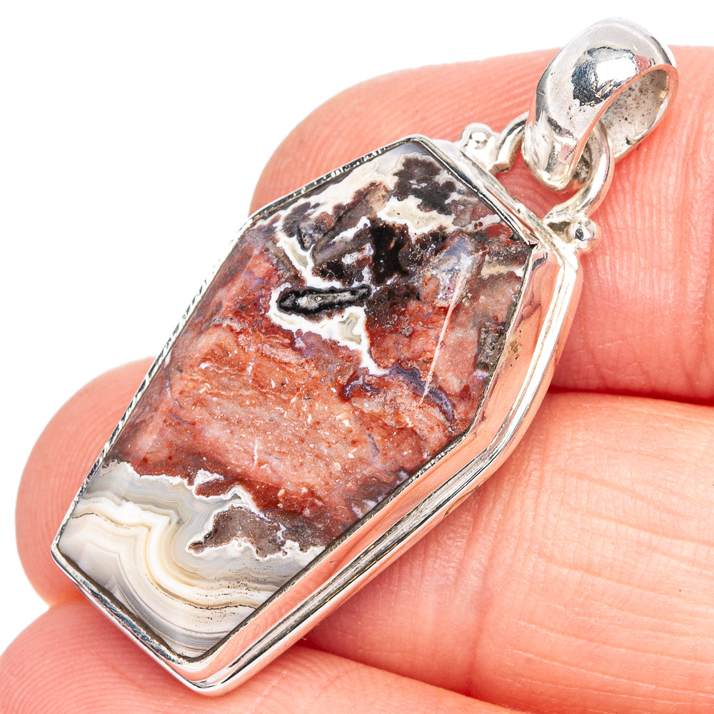 Plume Agate Pendant 1 3/8" (925 Sterling Silver) P40358