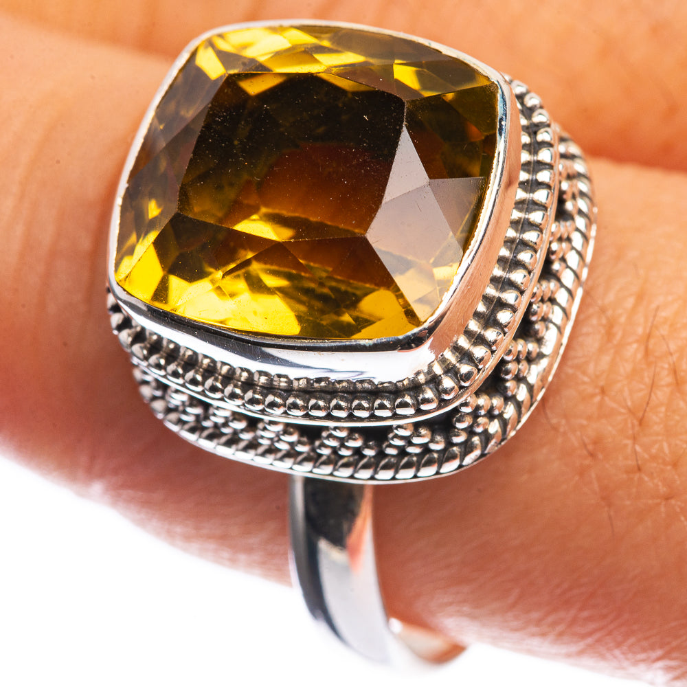 Faceted Citrine 925 Sterling Silver Ring Size 9.75