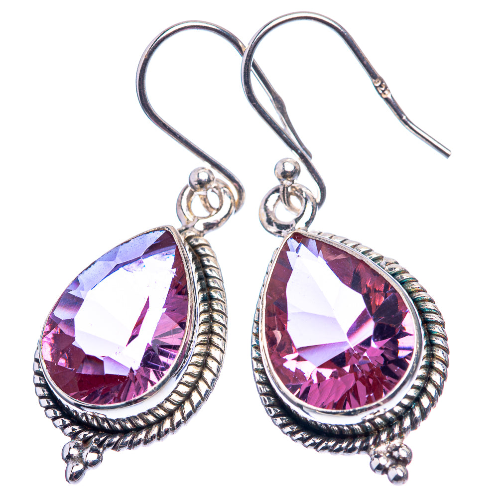 Faceted Alexandrite (Lab.) Earrings 1 1/2" (925 Sterling Silver) E432409