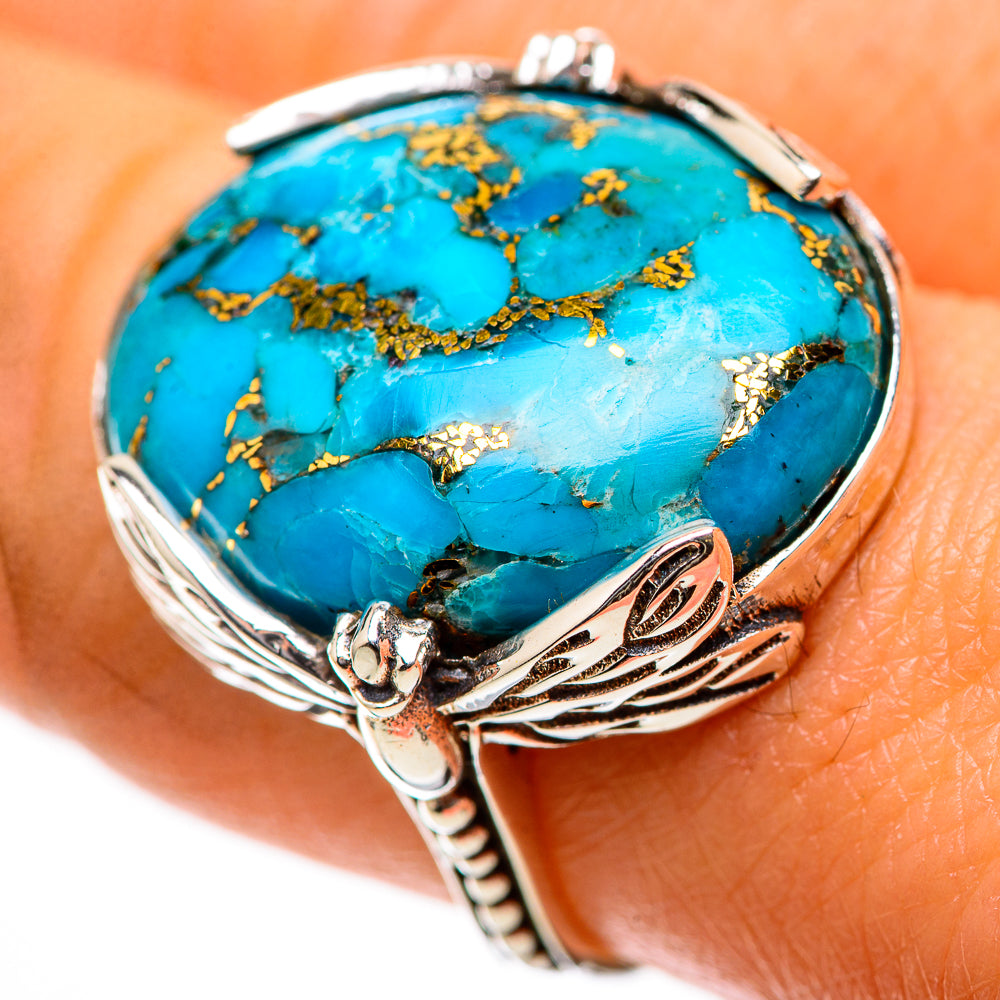 Blue Copper Composite Turquoise Ring Size 8 (925 Sterling Silver) RING139200