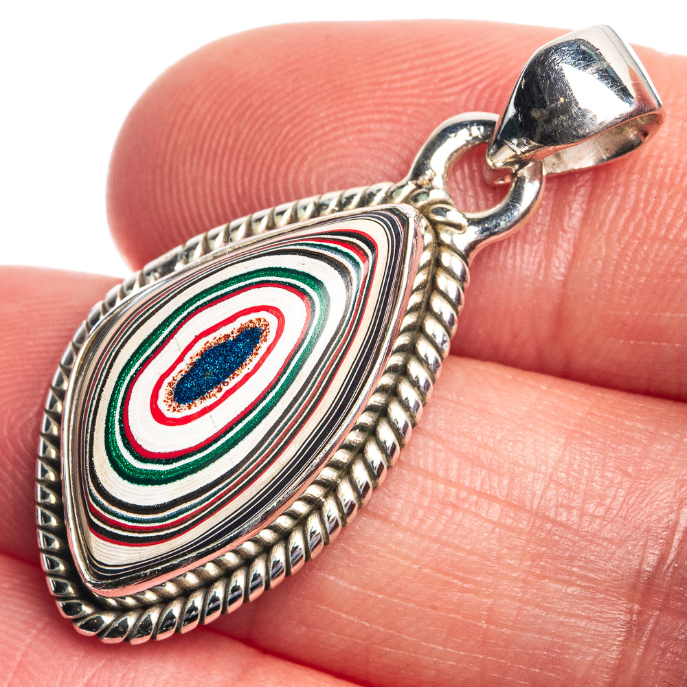 Fordite Pendant 1 3/8" (925 Sterling Silver) P39743