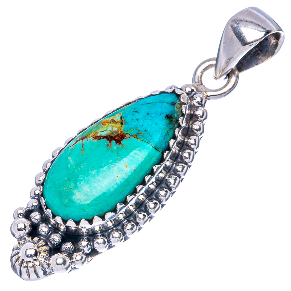 Rare Arizona Turquoise Pendant 1 3/8" (925 Sterling Silver) P42237