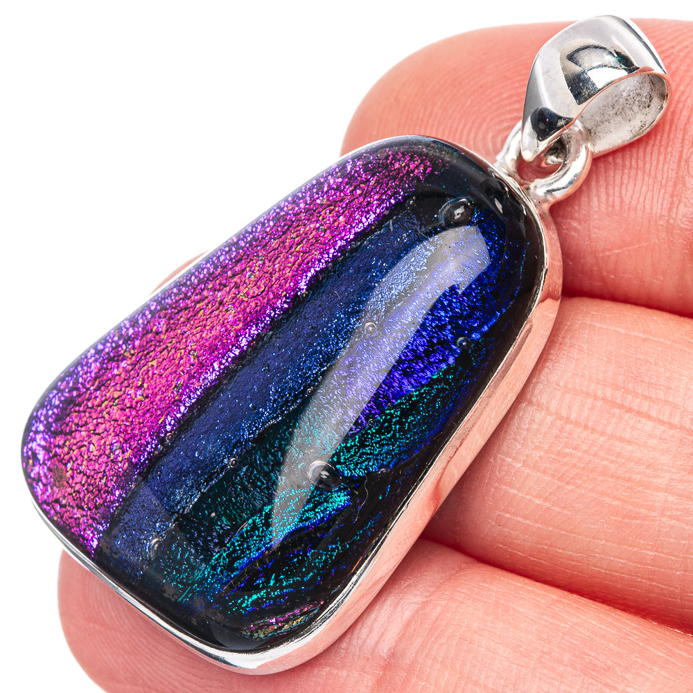 Dichroic Glass Pendant 1 5/8" (925 Sterling Silver) P42157