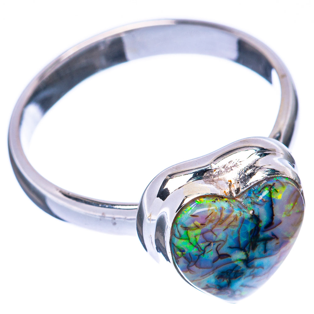 Rare Sterling Opal Heart Ring Size 8.25 (925 Sterling Silver) R2095