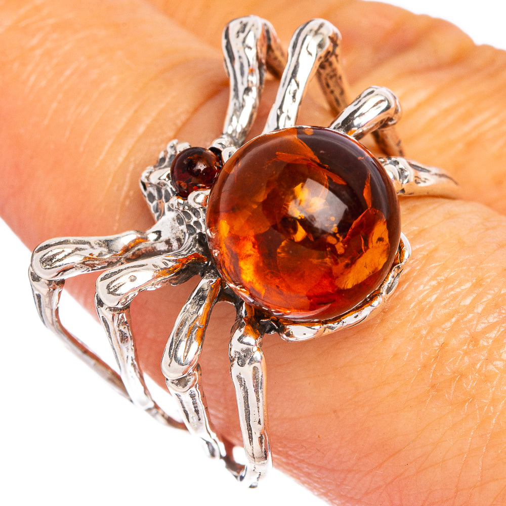 Baltic Amber Spider Ring Size 8.75 (.925 Sterling Silver)