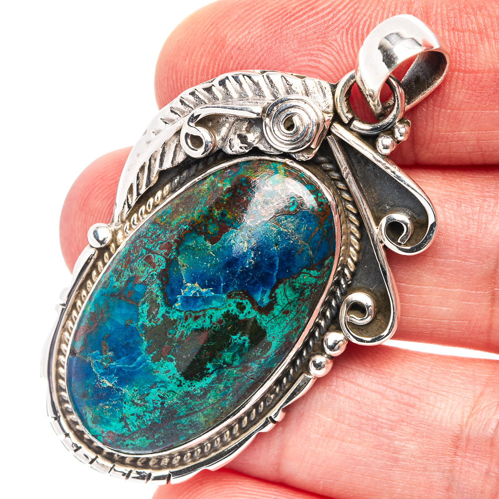 Premium Azurite Malachite Pendant 2" (.925 Sterling Silver)