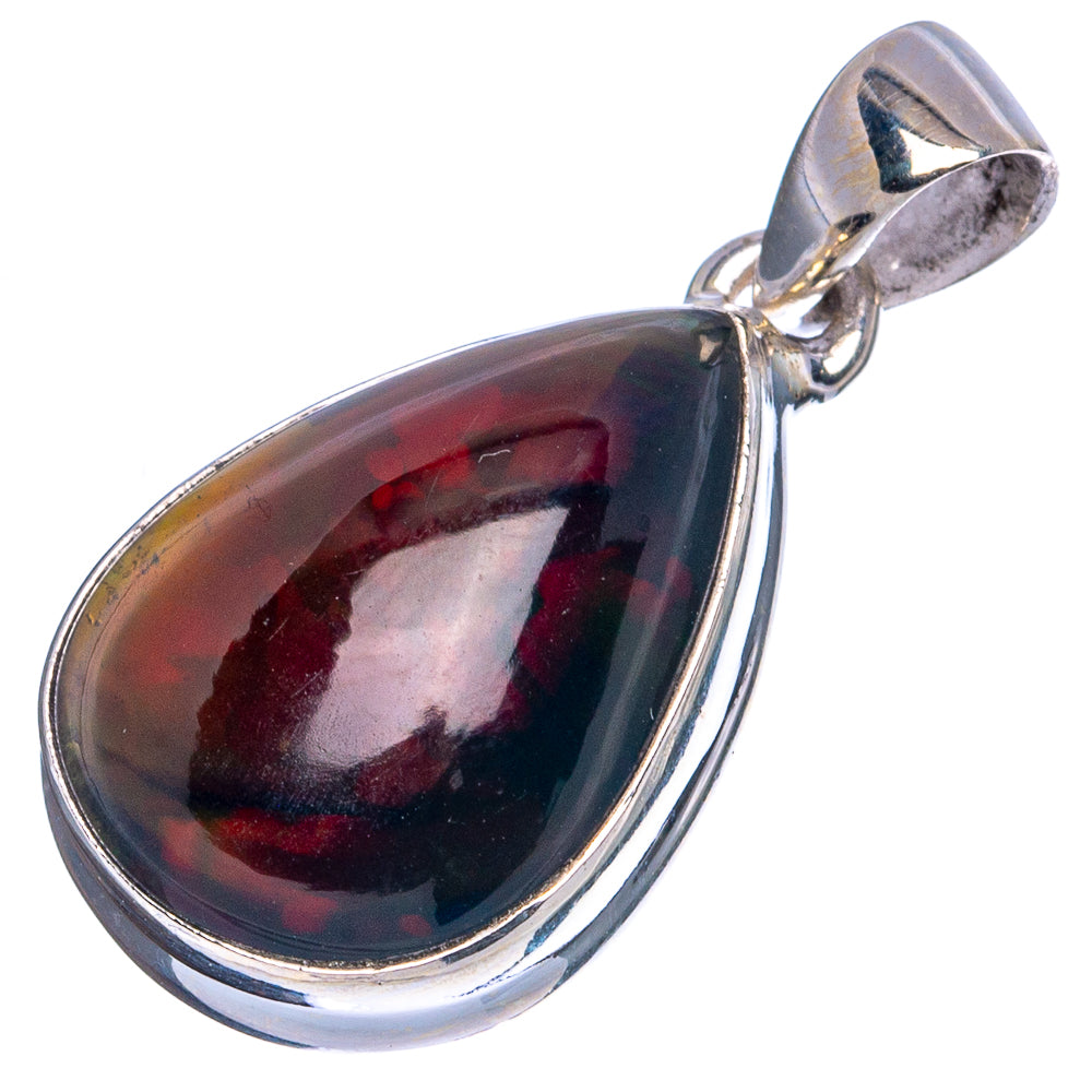 Rare Black Opal Pendant 1 1/4" (925 Sterling Silver) P43342