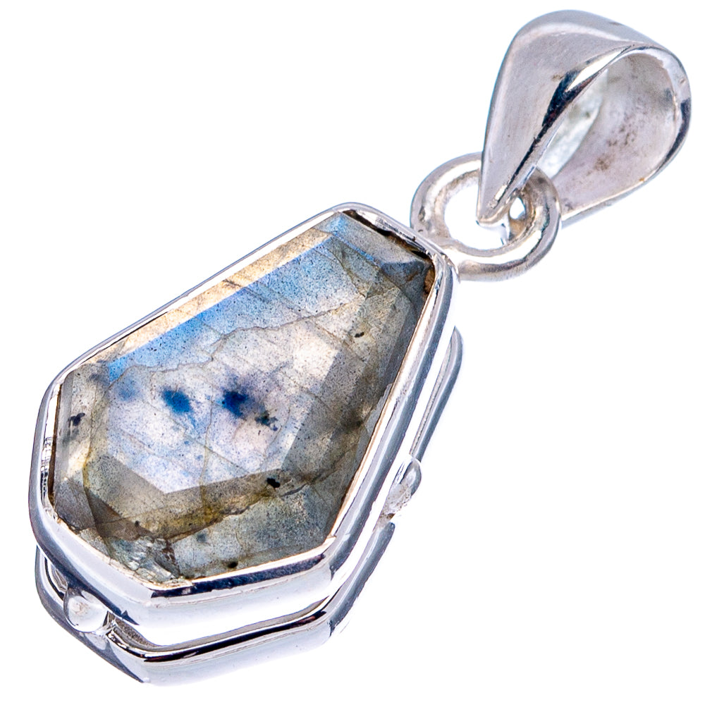 Faceted Labradorite Dainty Pendant 1" (.925 Sterling Silver)