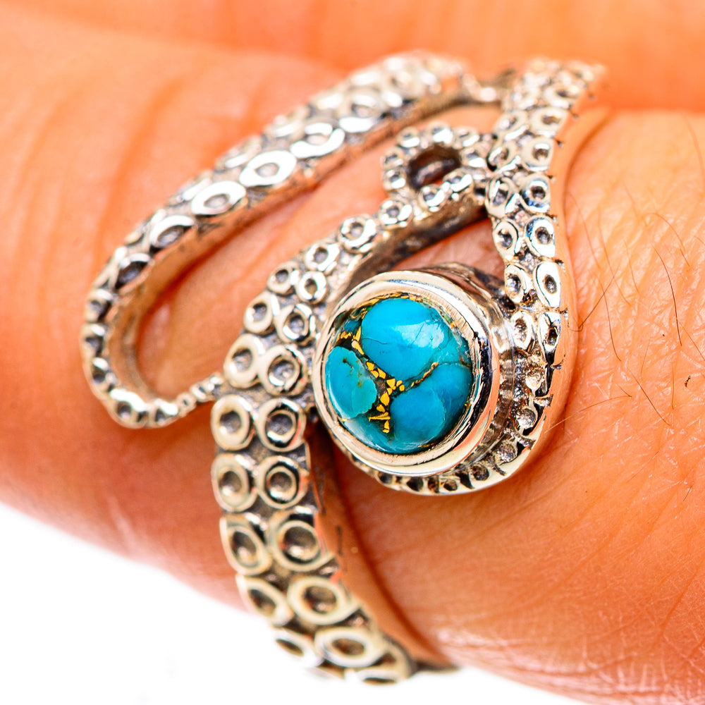 Blue Copper Composite Turquoise Ring Size 8 (925 Sterling Silver) RING138452