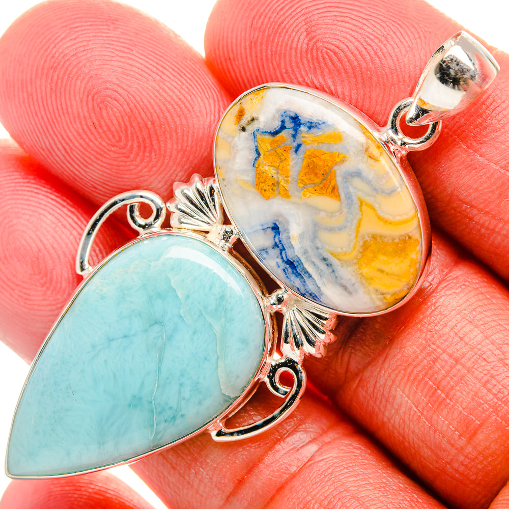 Amazonite, Blue Scheelite Pendant 2 3/8" (925 Sterling Silver) PD37952