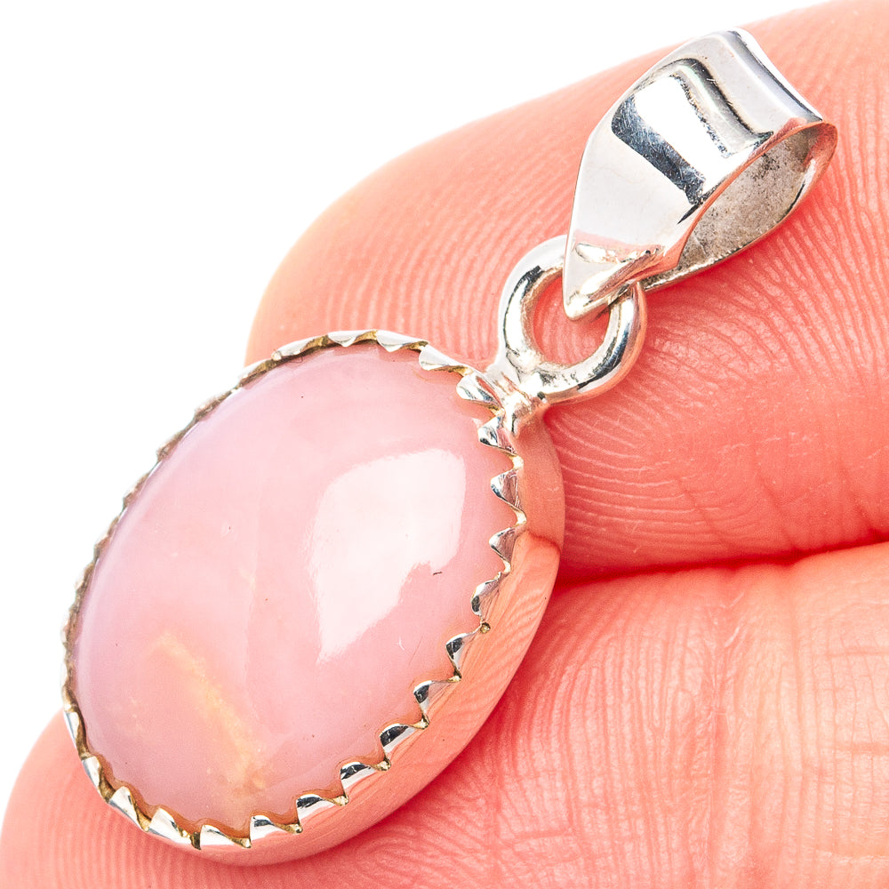 Pink Opal Pendant 1 1/8" (.925 Sterling Silver)