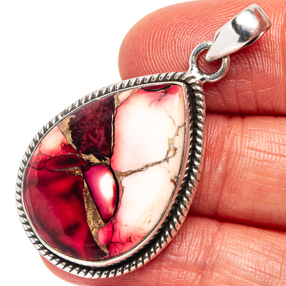 Red Dahlia Mohave Turquoise Pendant 1 5/8" (.925 Sterling Silver)