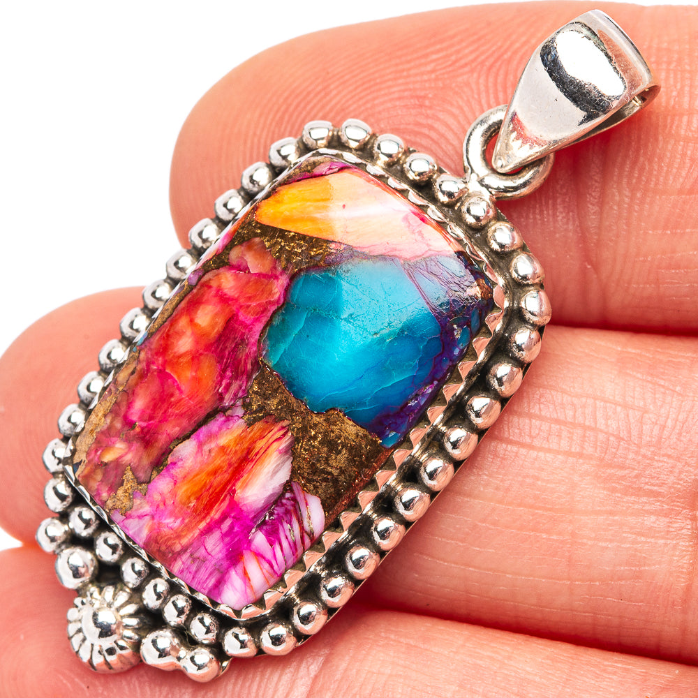 Pink Daliah Mohave Turquoise Pendant 1 5/8" (.925 Sterling Silver)