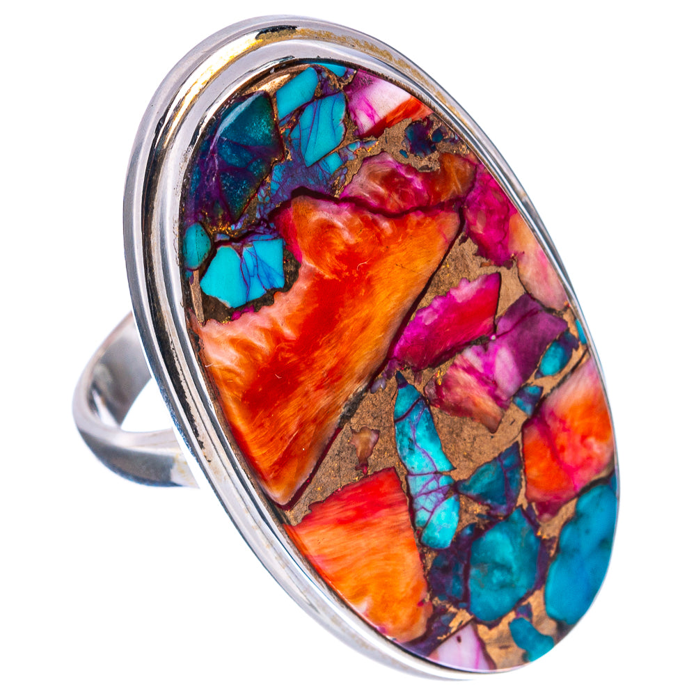 Premium Pink Dahlia Mohave Turquoise Ring Size 8.25 (.925 Sterling Silver)