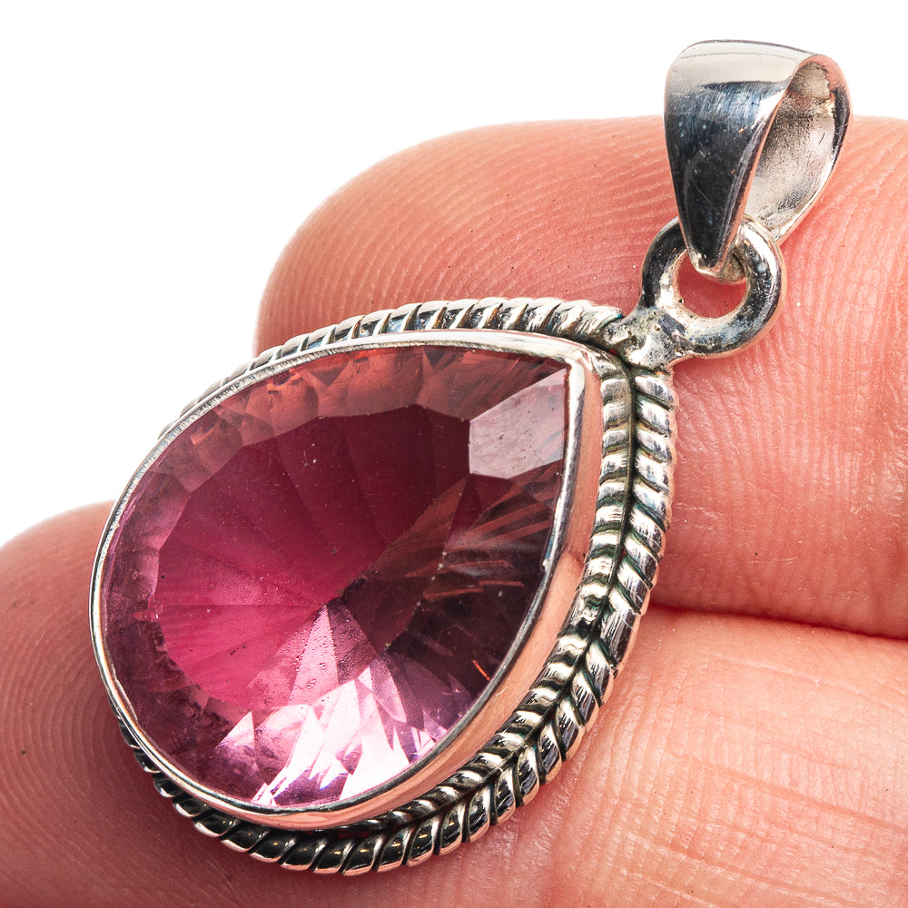 Faceted Color Change Alexandrite (Lab.) Pendant 1 1/4" (925 Sterling Silver) P39198