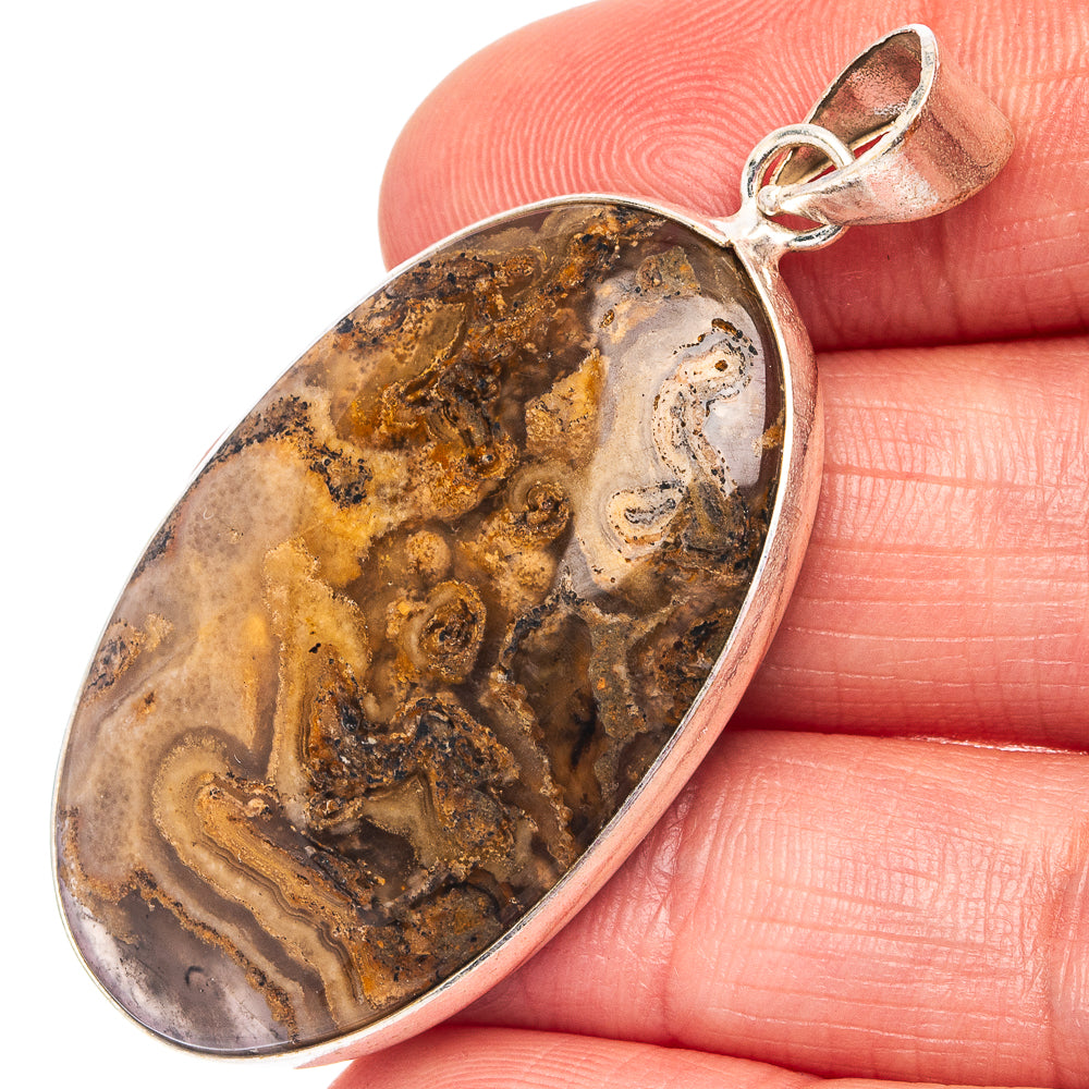Tube Agate Pendant 2" (Silver Plated)