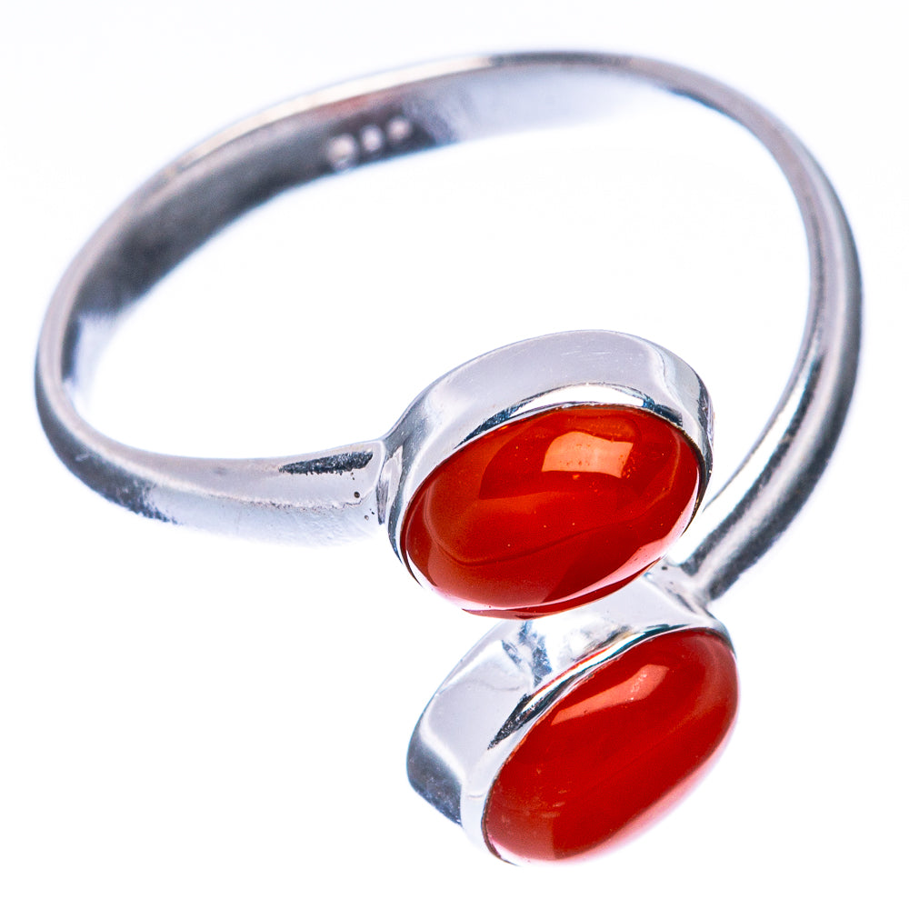 Carnelian Dainty Ring Size 7 Adjustable (925 Sterling Silver) R5702