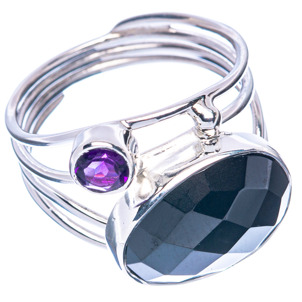 Premium Black Onyx, Amethyst 925 Sterling Silver Ring Size 6.5 (925 Sterling Silver) R2740