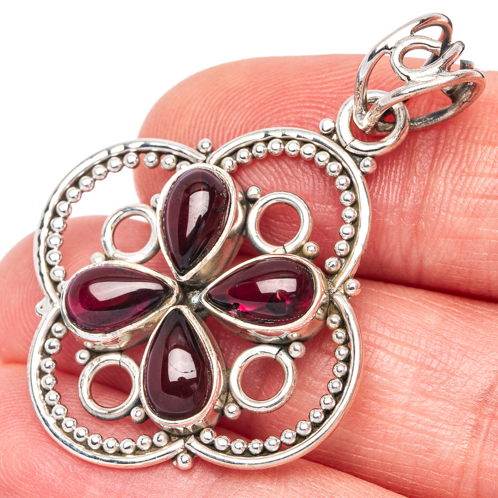 Garnet Pendant 1 5/8" (925 Sterling Silver) P40998