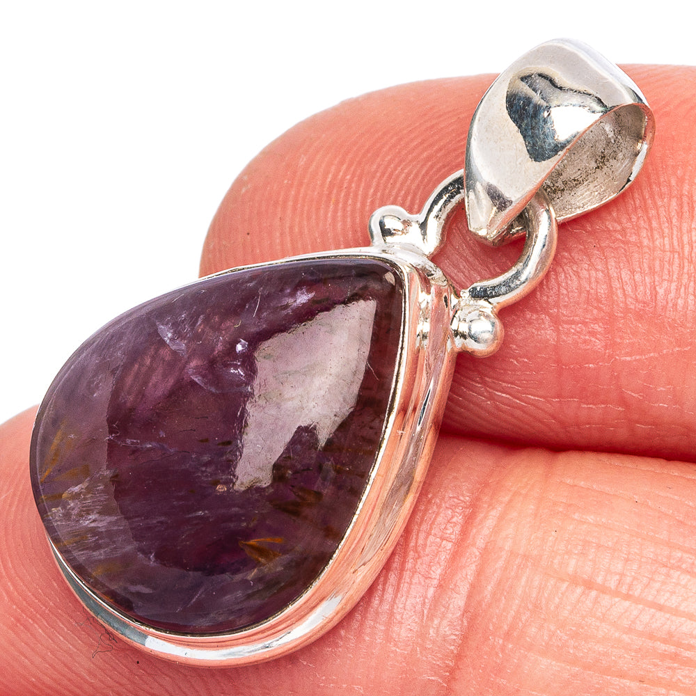 Rare Cacoxenite Amethyst Pendant 1 1/8" (925 Sterling Silver) P40401