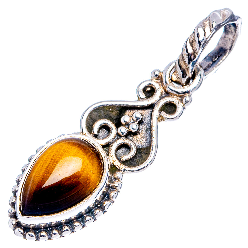 Tiger's Eye Dainty Pendant 1 1/8" (.925 Sterling Silver)