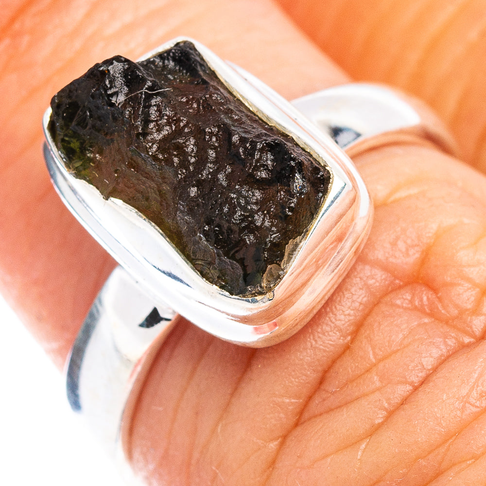 Rare Czech Moldavite Ring Size 6 (.925 Sterling Silver)
