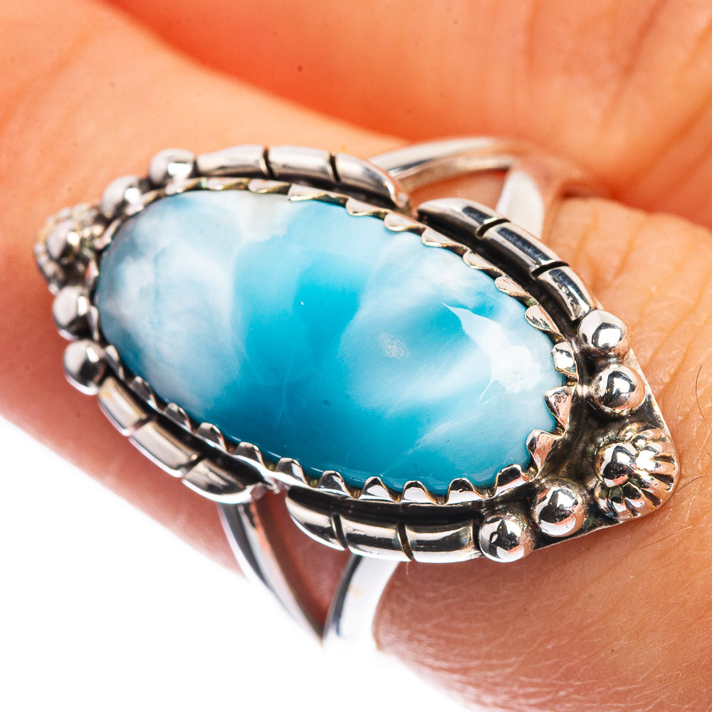 Larimar 925 Sterling Silver Ring Size 7.5