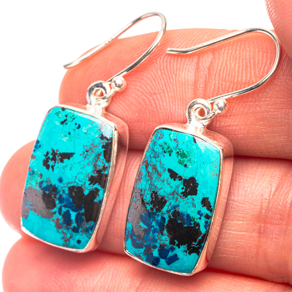Shattuckite Earrings 1 3/8" (925 Sterling Silver) E432275