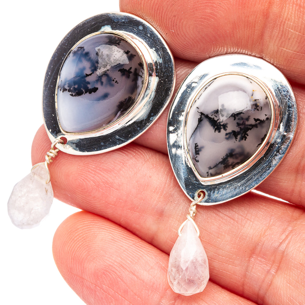 Dendritic Opal 925 Sterling Silver Earrings 1 3/8" (925 Sterling Silver) E2139