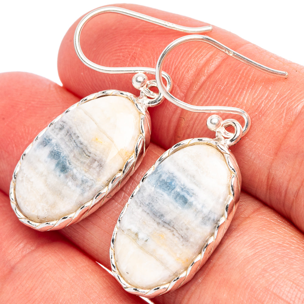 Blue Scheelite Earrings 1 3/8" (925 Sterling Silver) E2329