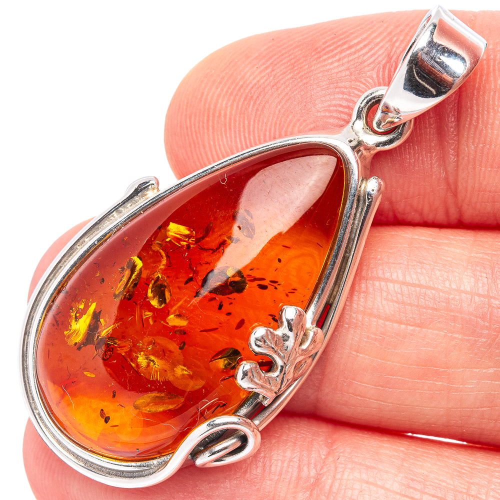 Baltic Amber Pendant 1 3/4" (.925 Sterling Silver)