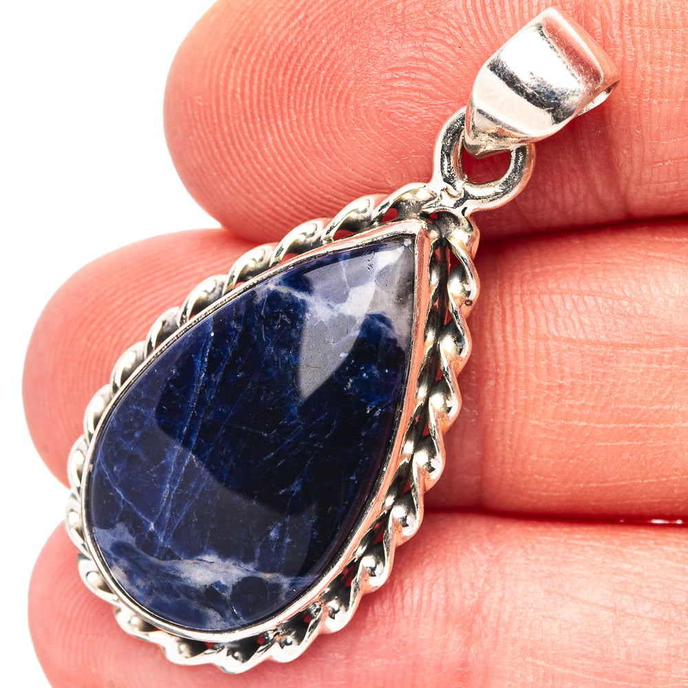 Sodalite Pendant 1 1/2" (.925 Sterling Silver)