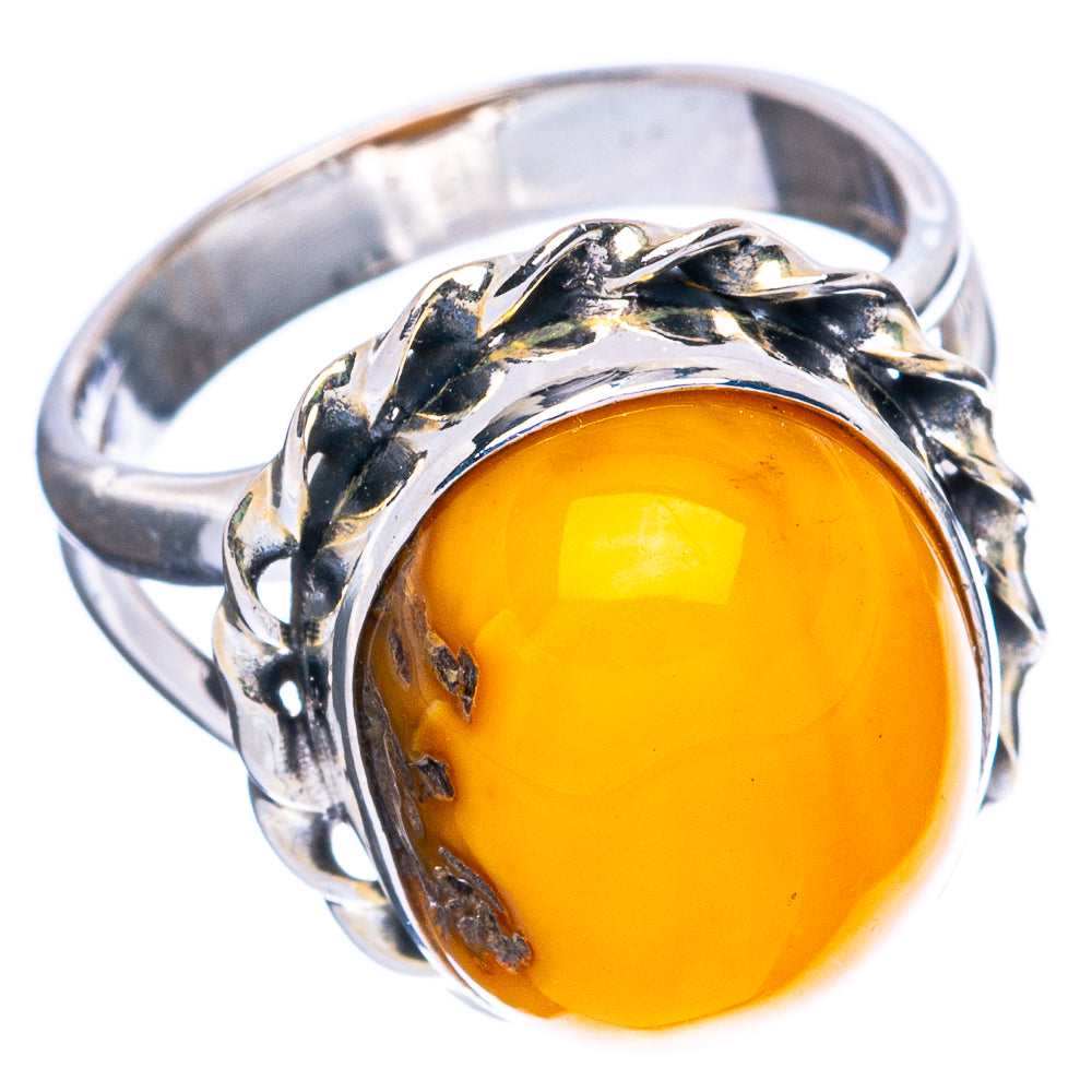 Rare Bone Amber Ring Size 5 (925 Sterling Silver) R5030