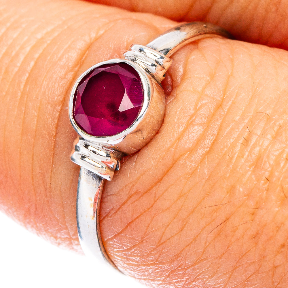 Glass Filled Ruby Dainty Ring Size 7.75 (925 Sterling Silver) R146871