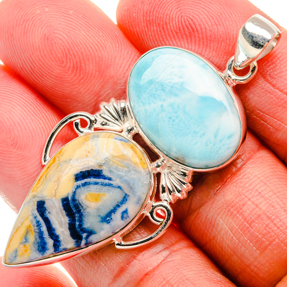 Blue Scheelite, Larimar Pendant 2 1/4" (925 Sterling Silver) PD37876