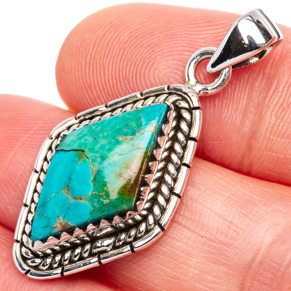 Rare Arizona Turquoise Pendant 1 3/8" (925 Sterling Silver) P42122