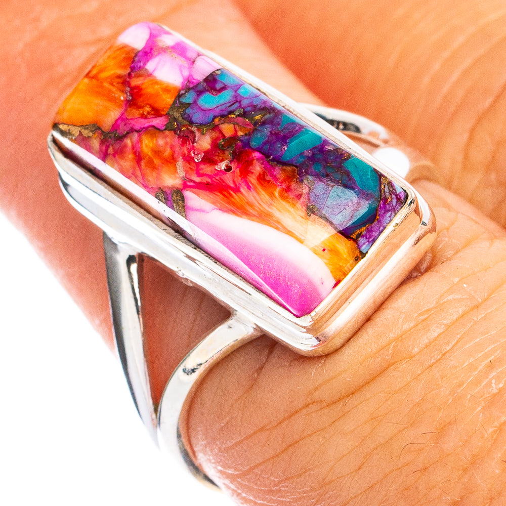 Kingman Pink Dahlia Turquoise Ring Size 6.75 (925 Sterling Silver) R8399