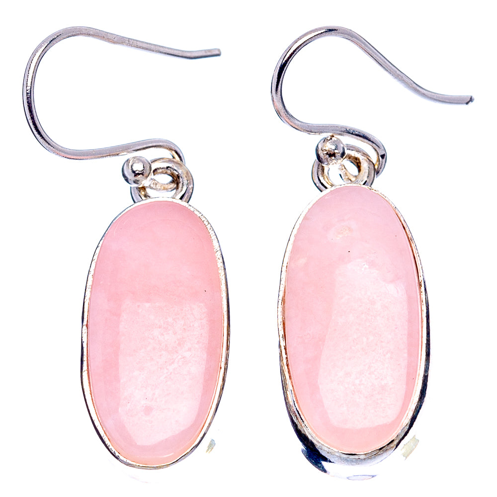 Pink Opal Earrings 1 1/4" (.925 Sterling Silver)