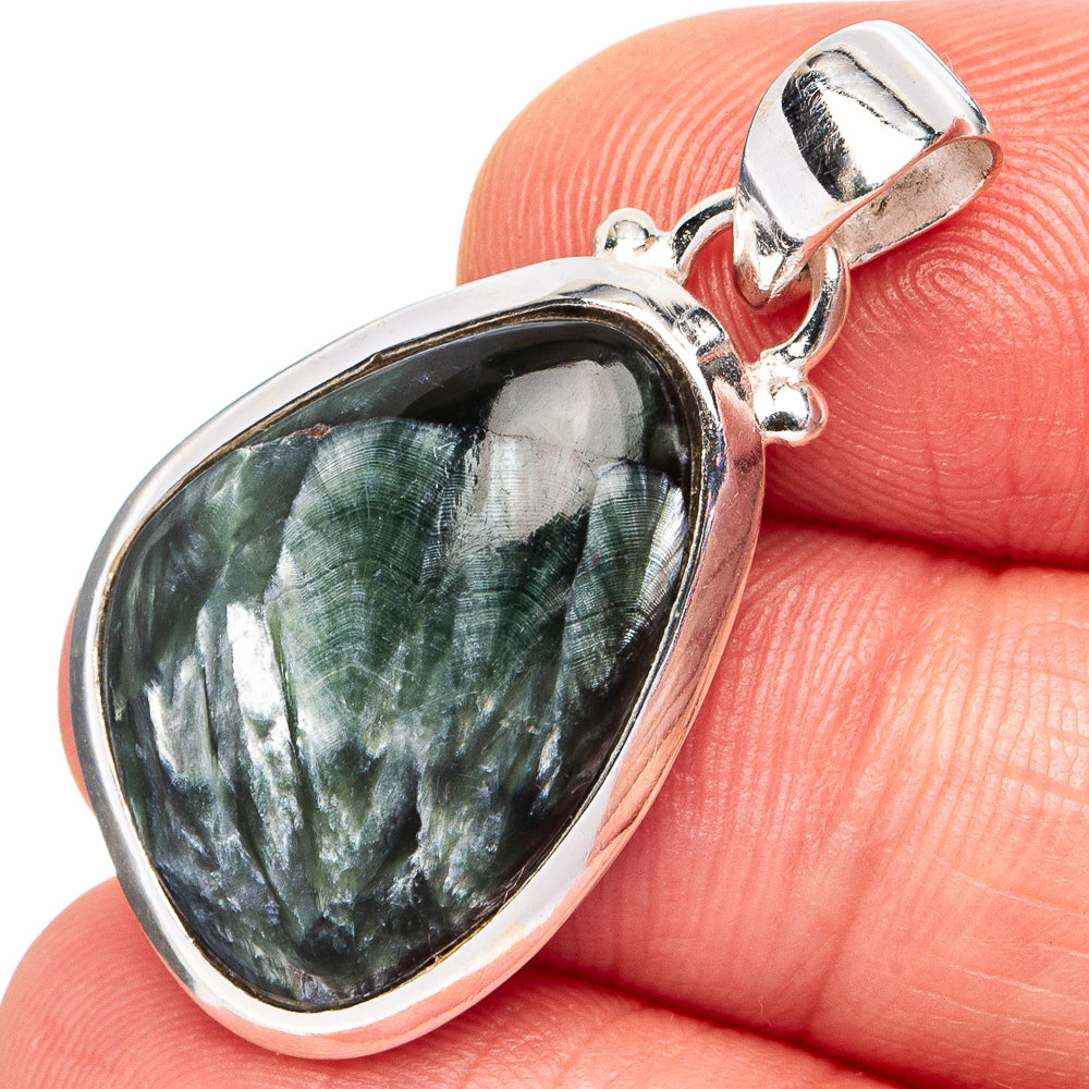 Seraphinite Pendant 1 1/4" (.925 Sterling Silver)