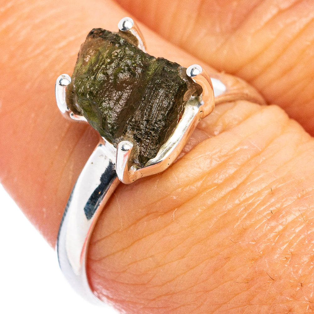 Rare Moldavite Ring Size 8 (.925 Sterling Silver)