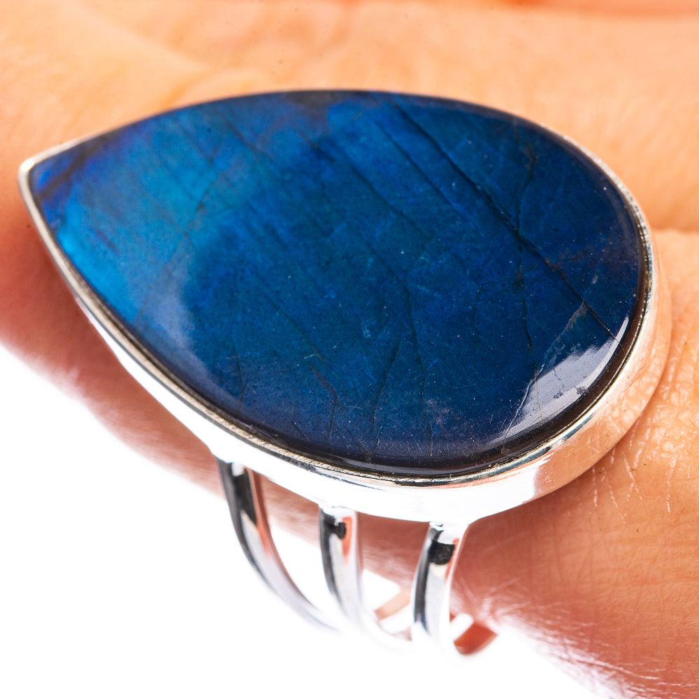 Large Labradorite 925 Sterling Silver Ring Size 10.75