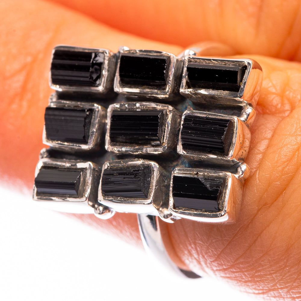 Premium Black Tourmaline Ring Size 6.25 (925 Sterling Silver) R141823