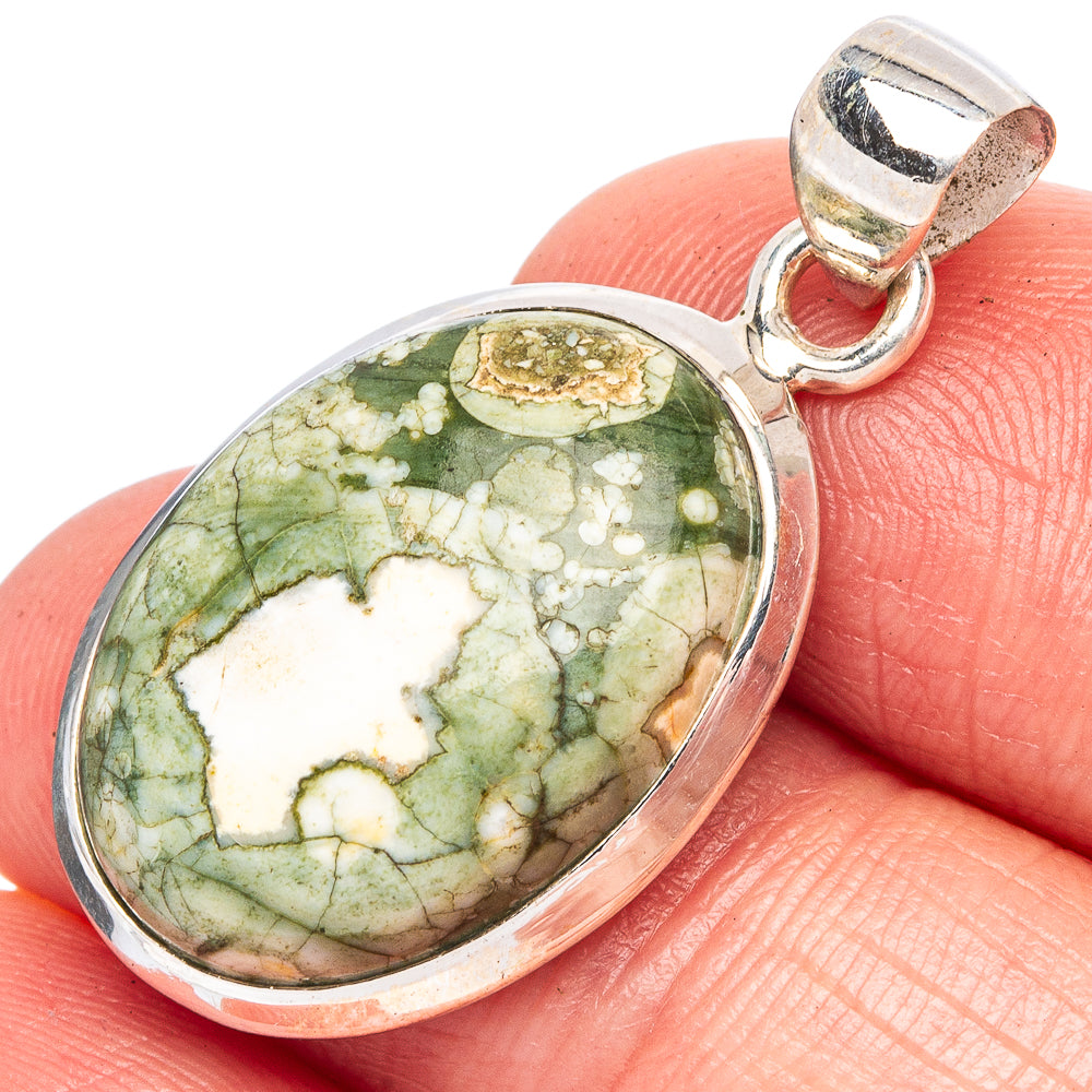 Rainforest Jasper Pendant 1 1/4" (925 Sterling Silver) P43435