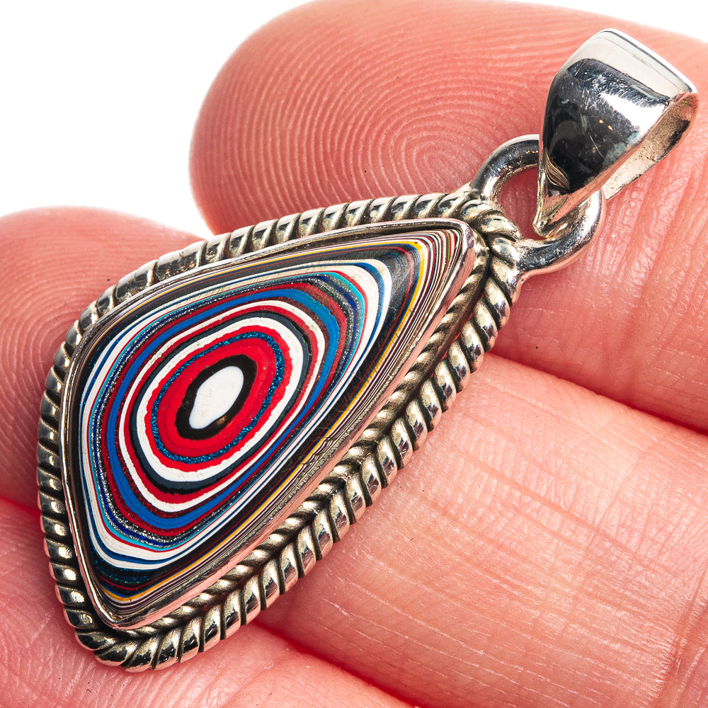 Fordite 925 Sterling Silver Pendant 1 3/8"