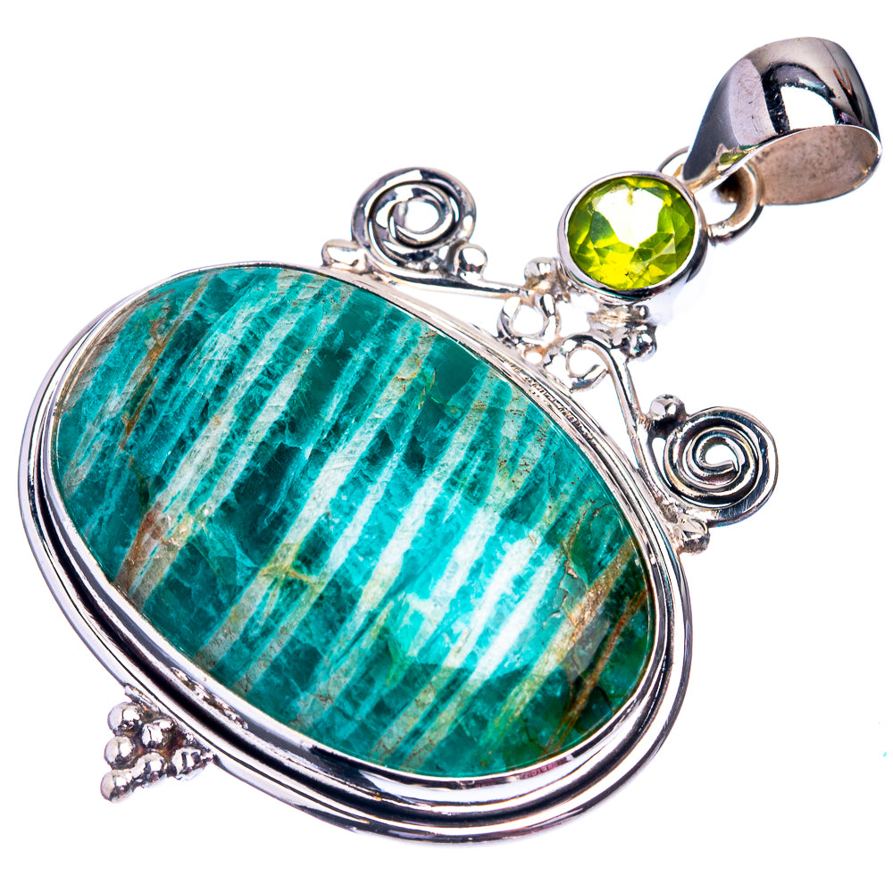 Amazonite, Peridot Pendant 2" (925 Sterling Silver) P38838