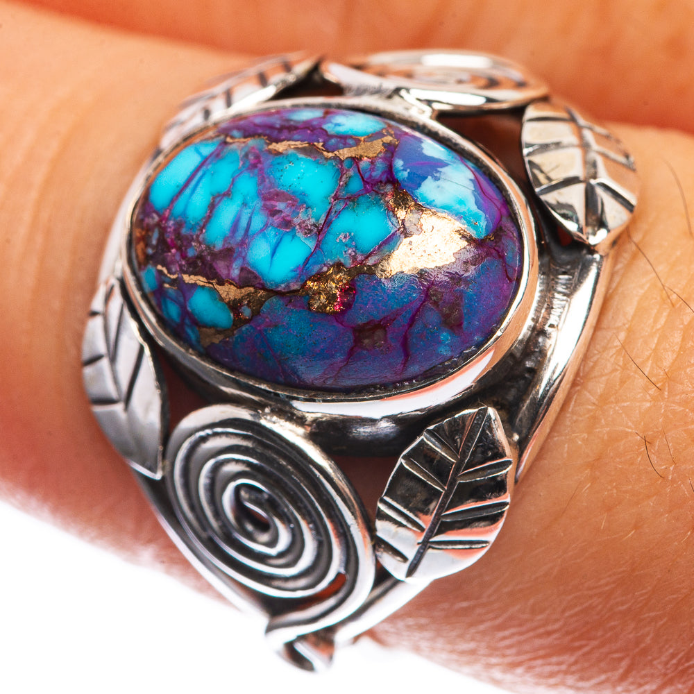 Purple Copper Composite Turquoise 925 Sterling Silver Ring Size 7.75