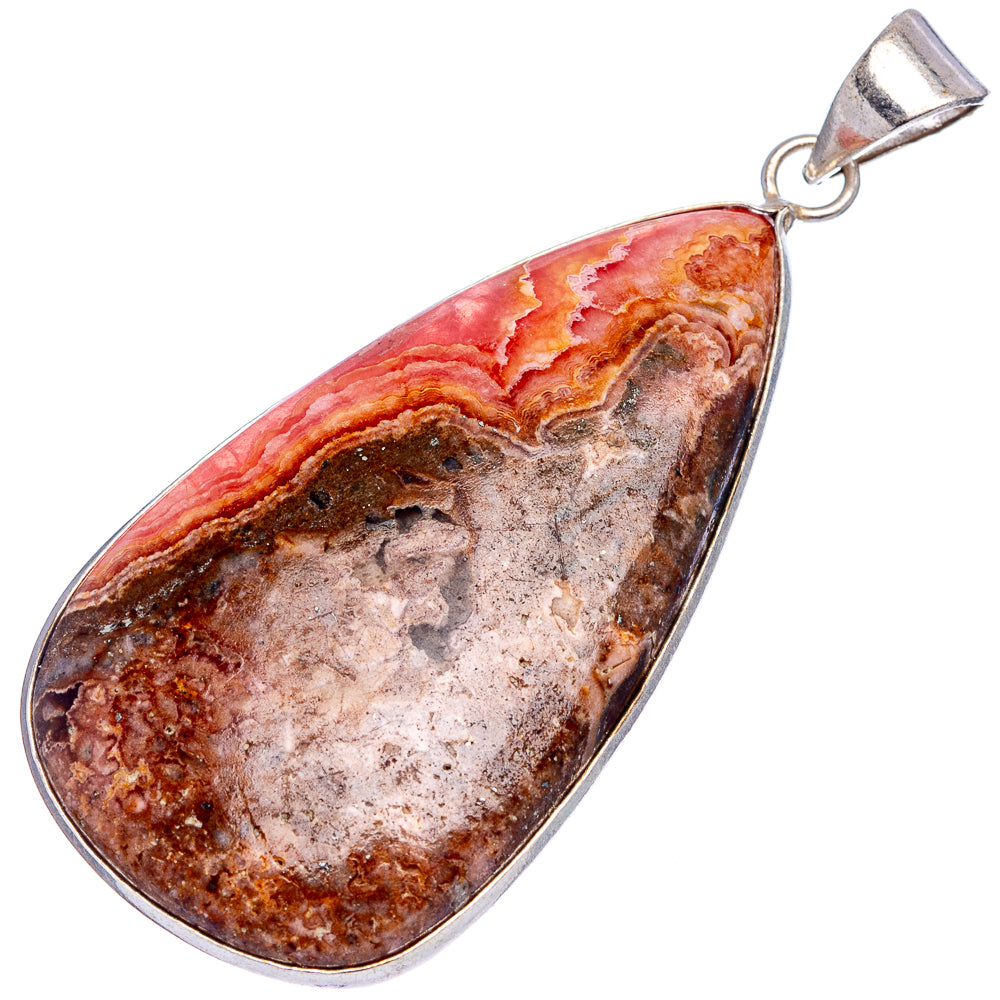 Rhodochrosite Pendant 2 1/4" (Silver Plated)