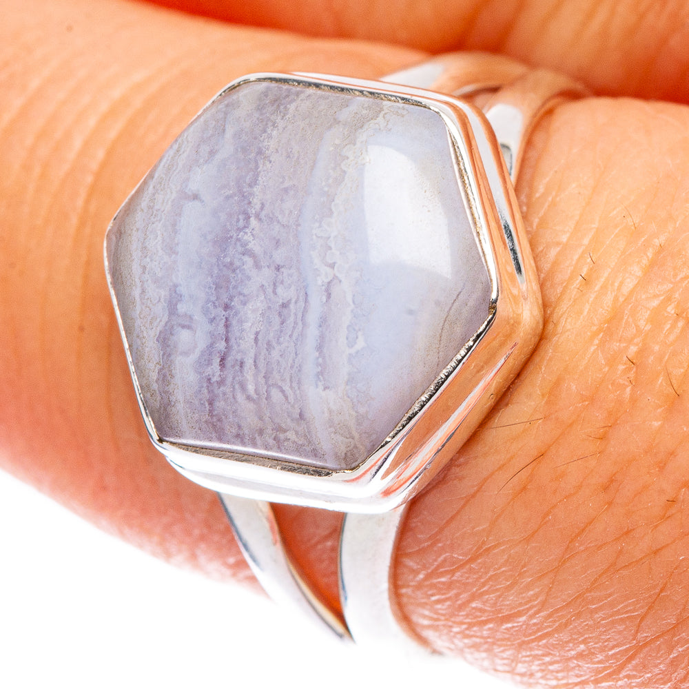 Blue Lace Agate Ring Size 7.5 (925 Sterling Silver) R146833